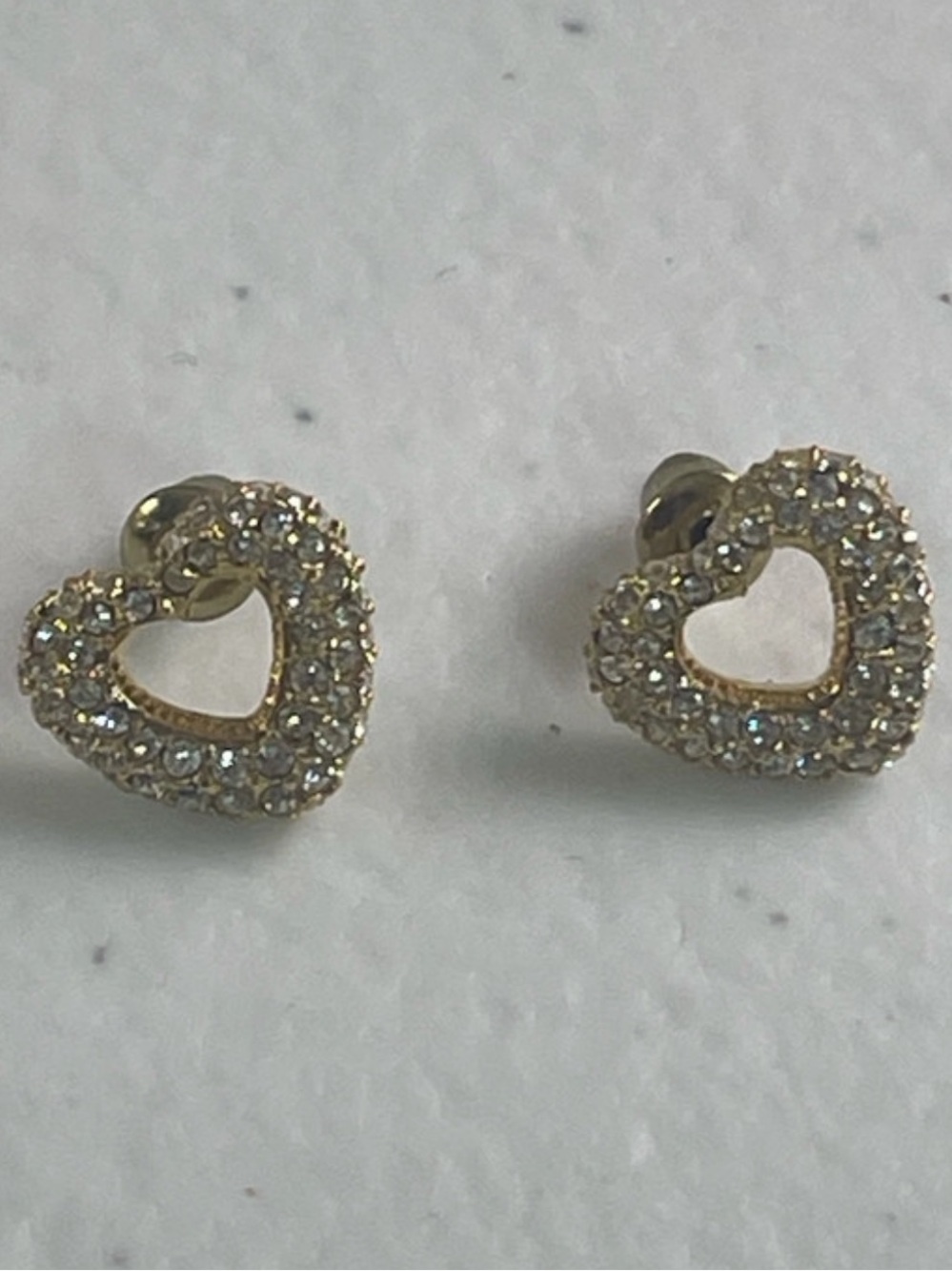 Stainless Steel Sparkly CZ Open Heart Stud Earrings Cubic Zirconia Pierced Post
